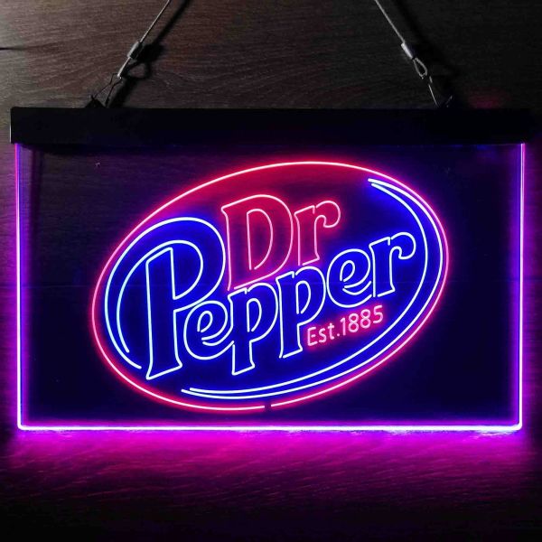 Dr. Pepper Logo Dual LED Neon Light Sign